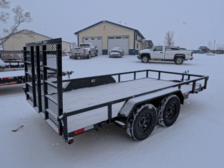 New 2026 H&H 82 x 14 Rail Side Utility -Tandem Axles with 7K GVWR, Ladder Style Gate/Ramp - Black