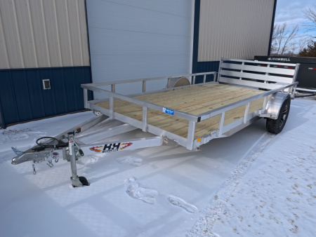 New 2026 H&H 82 x14 Aluminum Rail Side Utility Trailer with 5K GVWR and Brakes