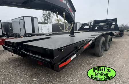 New Stanley Trailers 102X24 DRIVE OVER GOOSENECK 20K GVWR 10,000 AXLES MEGA RAMPS Equipment Trailer