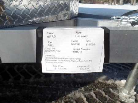 New 2026 Nitro SCH8520-10K Enclosed Car / Racing Trailer