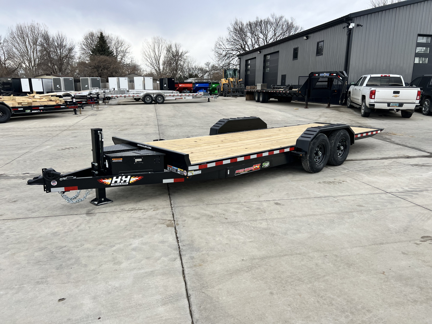 New NEW 2026 H&H 14K Low Pro Speedloader 22’ POWER TILTbed flatbed Trailer 2-7000 lb axles =14K Hydraulic JACK