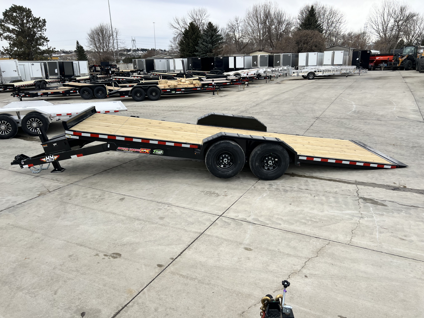 New NEW 2026 H&H 14K Low Pro Speedloader 22’ POWER TILTbed flatbed Trailer 2-7000 lb axles =14K Hydraulic JACK