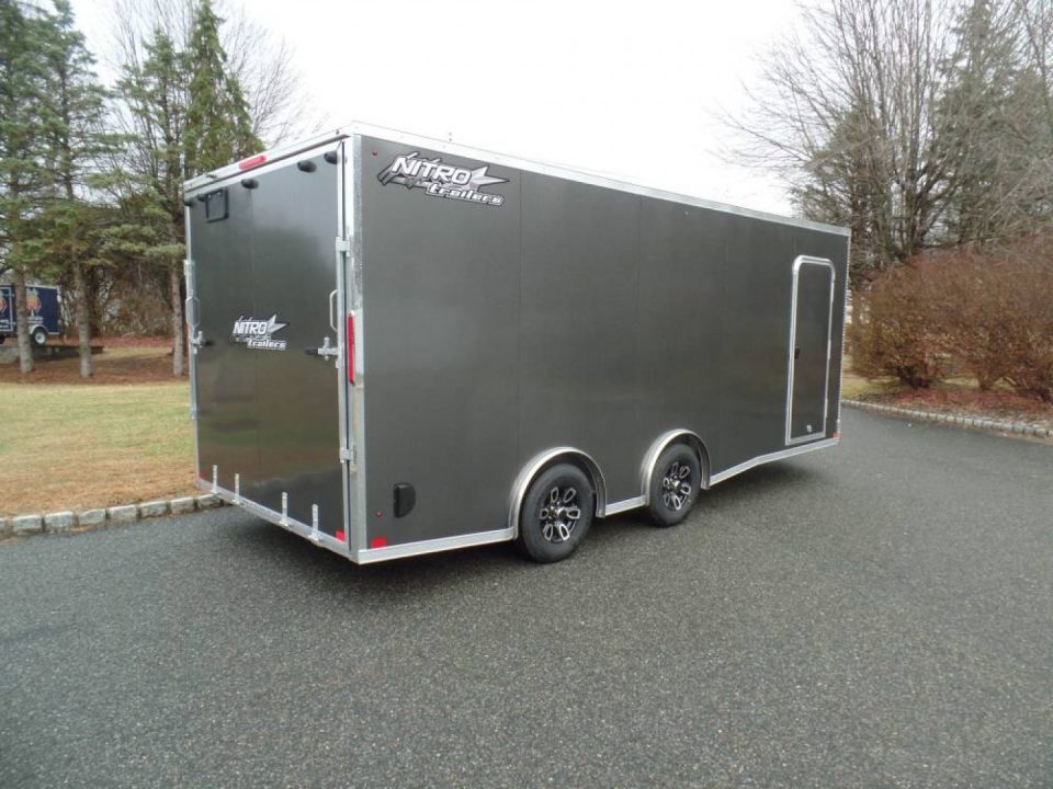 New EXAMPLE / Enclosed Car Trailer, 8.5X20 with 9,990 GVWR, Big Escape Door removable Fender, Finished Interior, Torflex Axles,