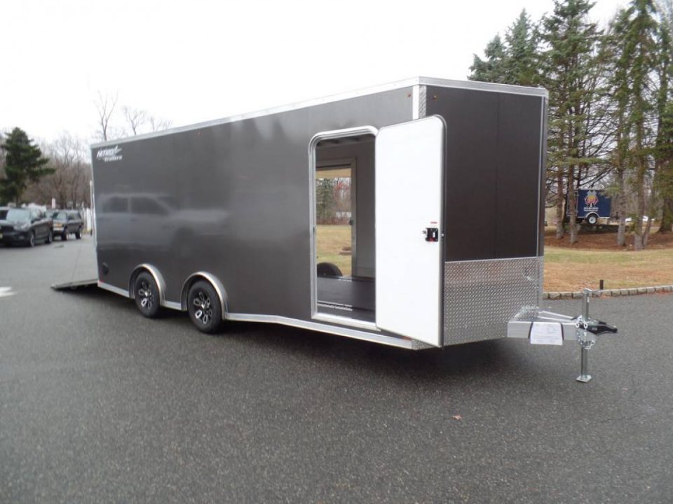 New EXAMPLE / Enclosed Car Trailer, 8.5X20 with 9,990 GVWR, Big Escape Door removable Fender, Finished Interior, Torflex Axles,