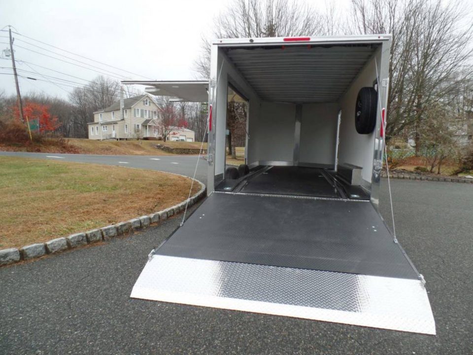 New EXAMPLE / Enclosed Car Trailer, 8.5X20 with 9,990 GVWR, Big Escape Door removable Fender, Finished Interior, Torflex Axles,