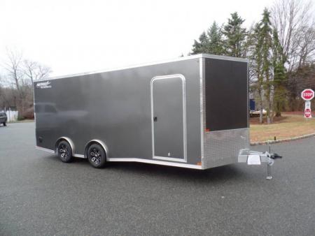 New EXAMPLE / Enclosed Car Trailer, 8.5X20 with 9,990 GVWR, Big Escape Door removable Fender, Finished Interior, Torflex Axles,