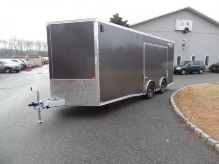 New EXAMPLE / Enclosed Car Trailer, 8.5X20 with 9,990 GVWR, Big Escape Door removable Fender, Finished Interior, Torflex Axles,