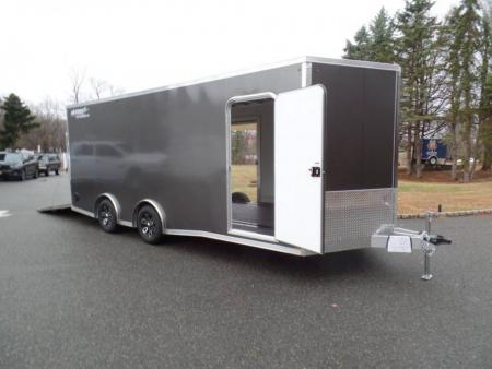 New EXAMPLE / Enclosed Car Trailer, 8.5X20 with 9,990 GVWR, Big Escape Door removable Fender, Finished Interior, Torflex Axles,