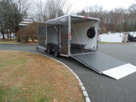 New EXAMPLE / Enclosed Car Trailer, 8.5X20 with 9,990 GVWR, Big Escape Door removable Fender, Finished Interior, Torflex Axles,