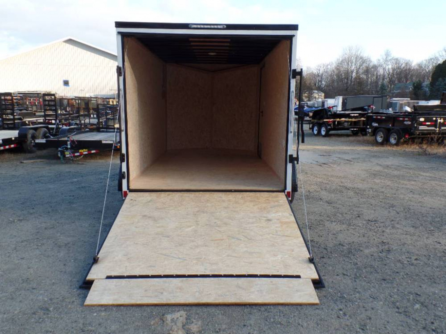 New EXAMPLE, Enclosed Trailer 7X14 X6.5 White with Black Out Package black trim and rims