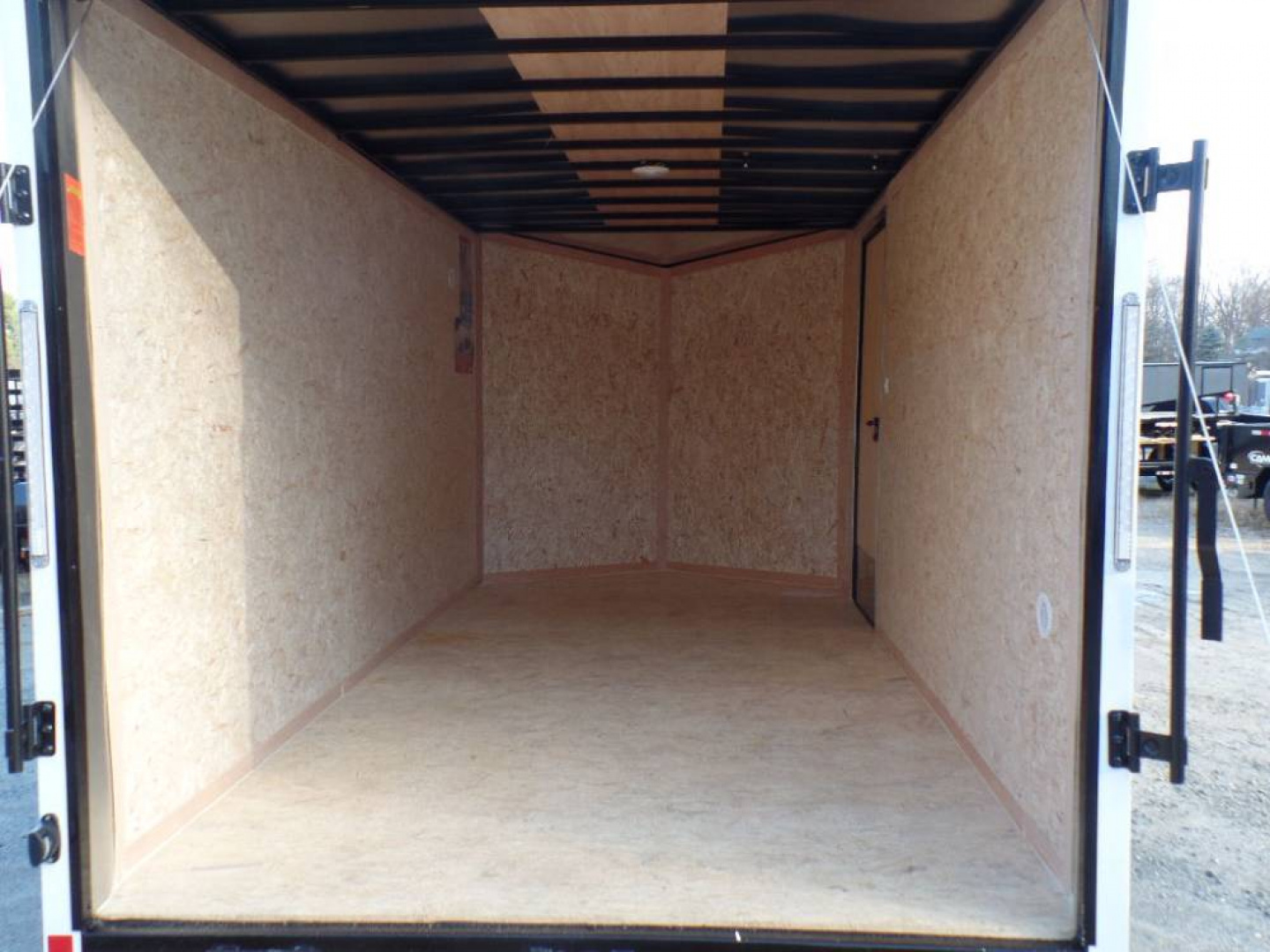 New EXAMPLE, Enclosed Trailer 7X14 X6.5 White with Black Out Package black trim and rims