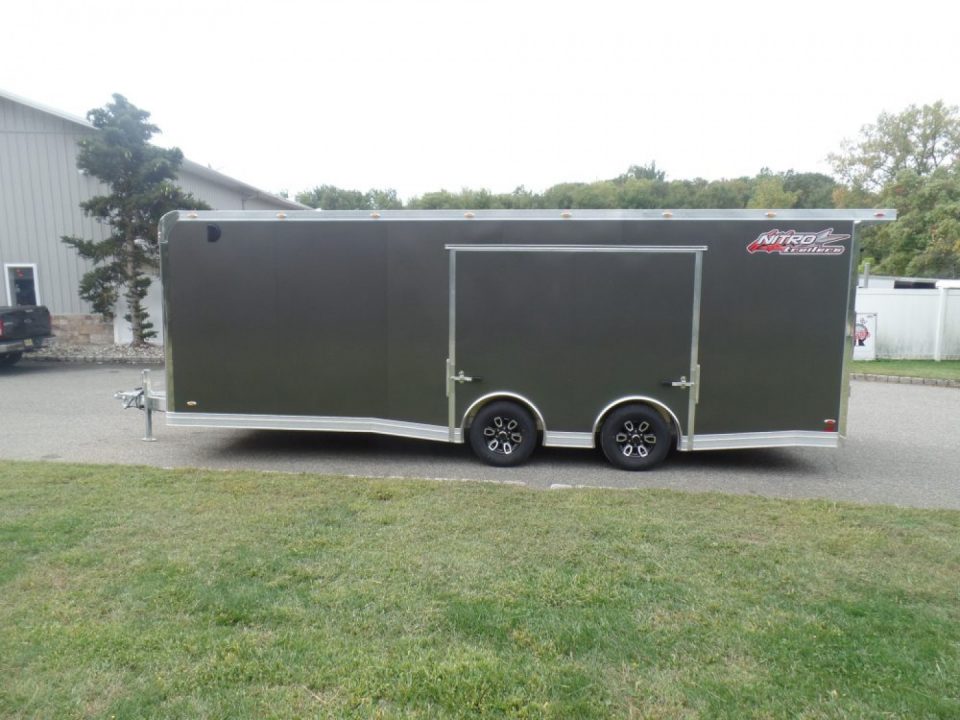 New EXAMPLE / NITRO BRAND 8.5X24 Enclosed Cast Corner Body Style Enclosed Car Trailer, with Options. Big Escape Door, Finished Interior, Cabinets, ID#009489