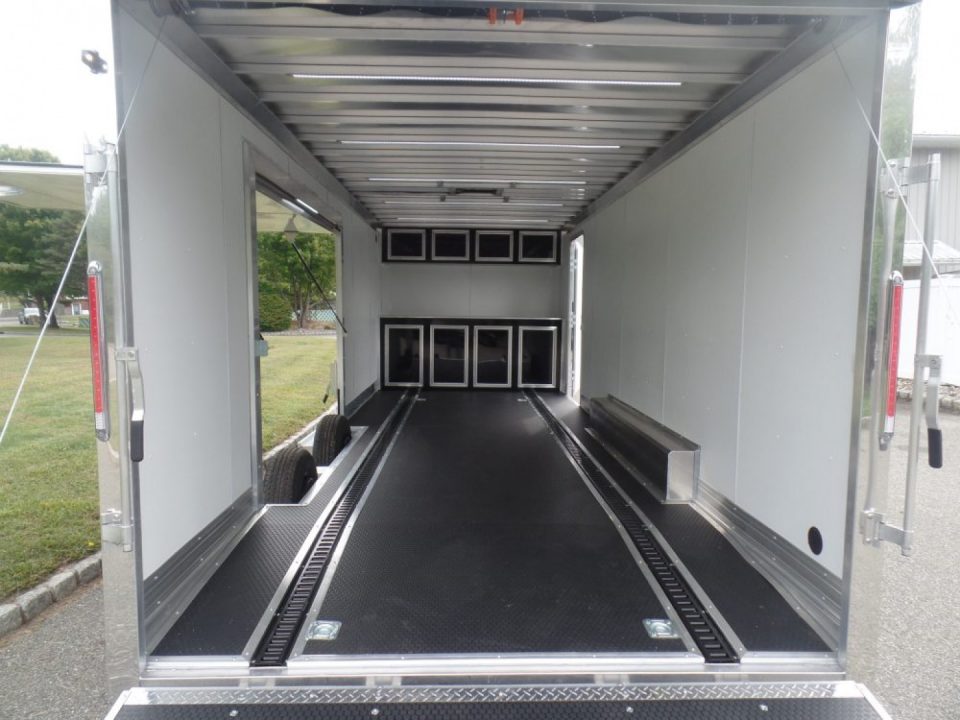 New EXAMPLE / NITRO BRAND 8.5X24 Enclosed Cast Corner Body Style Enclosed Car Trailer, with Options. Big Escape Door, Finished Interior, Cabinets, ID#009489