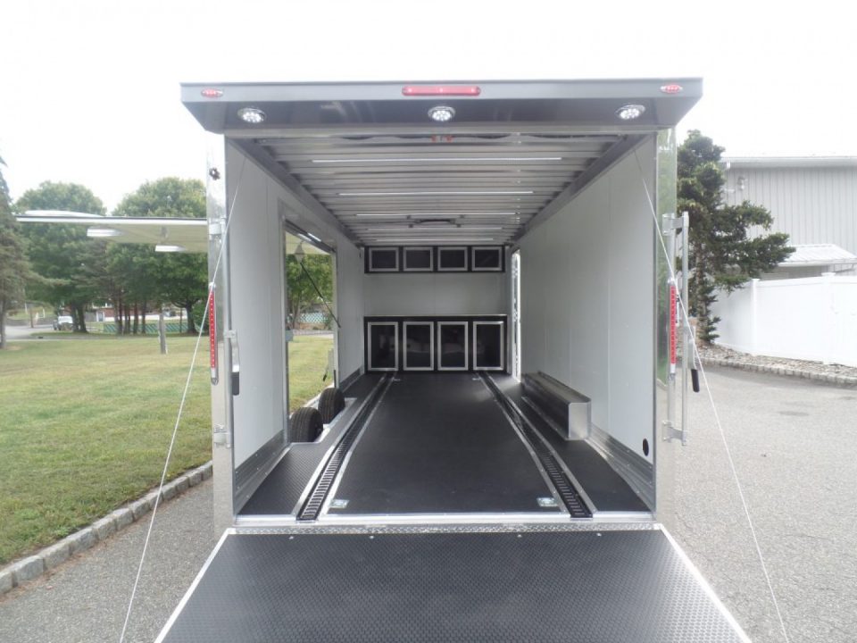 New EXAMPLE / NITRO BRAND 8.5X24 Enclosed Cast Corner Body Style Enclosed Car Trailer, with Options. Big Escape Door, Finished Interior, Cabinets, ID#009489