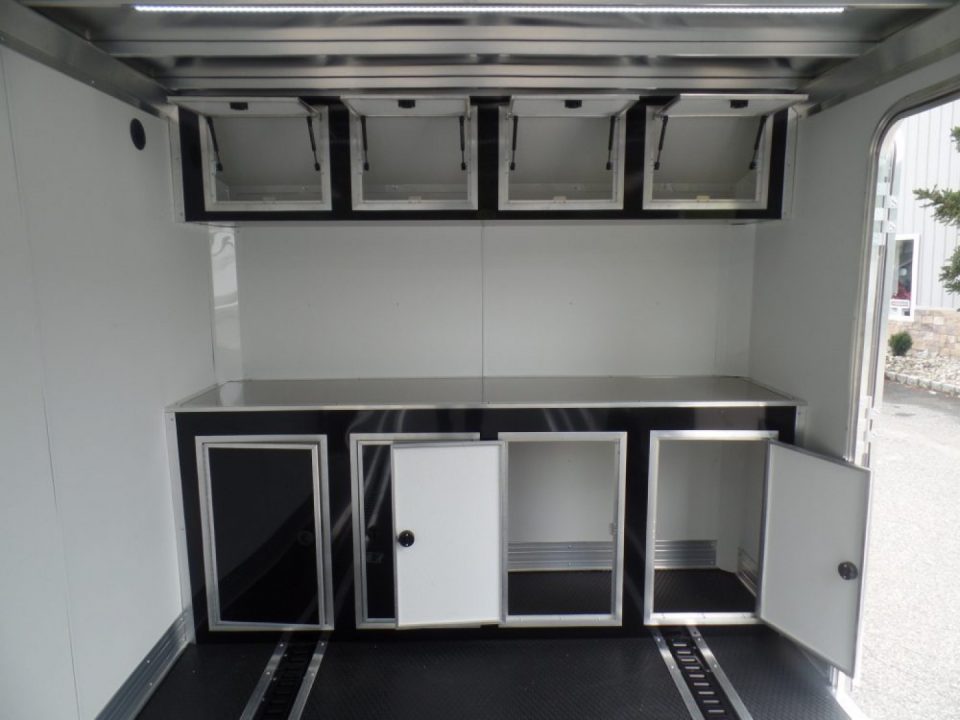 New EXAMPLE / NITRO BRAND 8.5X24 Enclosed Cast Corner Body Style Enclosed Car Trailer, with Options. Big Escape Door, Finished Interior, Cabinets, ID#009489