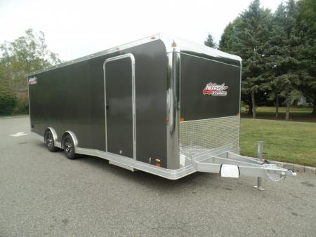 New EXAMPLE / NITRO BRAND 8.5X24 Enclosed Cast Corner Body Style Enclosed Car Trailer, with Options. Big Escape Door, Finished Interior, Cabinets, ID#009489