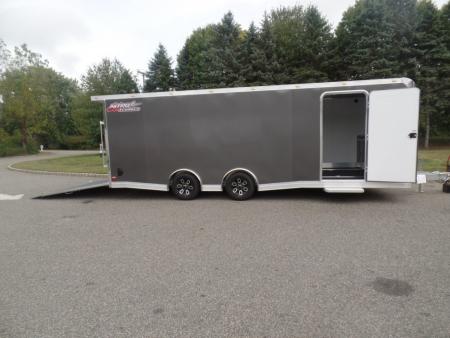 New EXAMPLE / NITRO BRAND 8.5X24 Enclosed Cast Corner Body Style Enclosed Car Trailer, with Options. Big Escape Door, Finished Interior, Cabinets, ID#009489