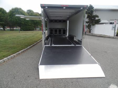 New EXAMPLE / NITRO BRAND 8.5X24 Enclosed Cast Corner Body Style Enclosed Car Trailer, with Options. Big Escape Door, Finished Interior, Cabinets, ID#009489