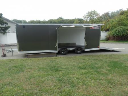 New EXAMPLE / NITRO BRAND 8.5X24 Enclosed Cast Corner Body Style Enclosed Car Trailer, with Options. Big Escape Door, Finished Interior, Cabinets, ID#009489