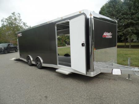 New EXAMPLE / NITRO BRAND 8.5X24 Enclosed Cast Corner Body Style Enclosed Car Trailer, with Options. Big Escape Door, Finished Interior, Cabinets, ID#009489
