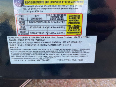 New 2026 East Texas Trailers 83X18 CAR HAULER 7K Car Hauler