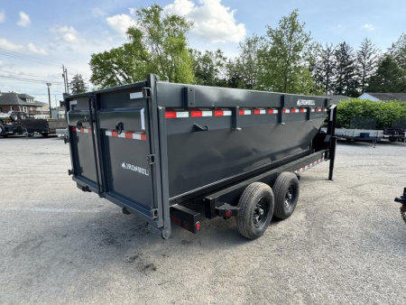 New 2026 Ironbull 7x16' Rolloff Dump Trailer Combo 14000# GVW * INCLUDES (1) 16' BIN 4' SIDES (16 YARDS) * DUAL BATTERIES * DUAL TOOLBOXES * 5x20 SCISSOR HOIST * DUAL 12K JACKS * 10" I-BEAM FRAME * 22K WINCH WITH ROLLER