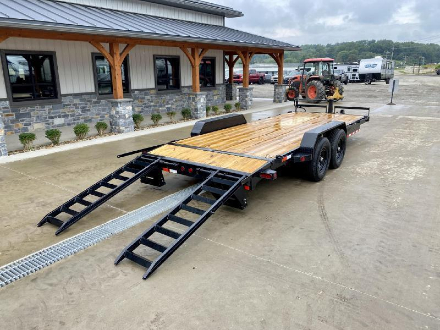 New NEW Ironbull 7x20' Equipment Trailer 14000# GVW * KNIFEEDGE RAMP W/ ADJUSTABLE SUPPORT * REMOVABLE FENDERS * 16" O.C. STRUCTURAL CHANNEL C/M * RUBRAIL/STAKE POCKETS/PIPE SPOOLS/D-RINGS * ADJUSTABLE CAST COUPLER * 12K JACK