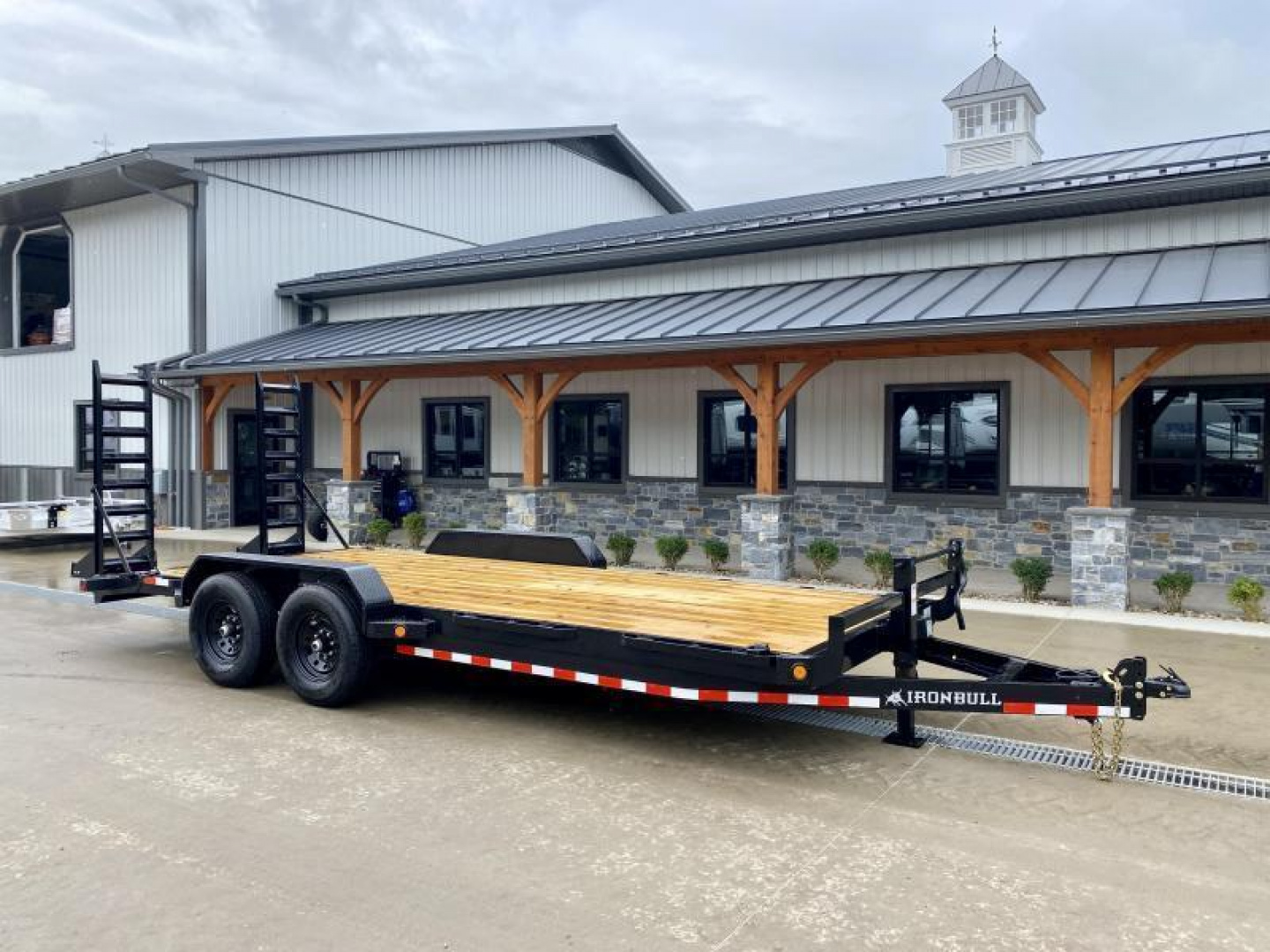 New NEW Ironbull 7x20' Equipment Trailer 14000# GVW * KNIFEEDGE RAMP W/ ADJUSTABLE SUPPORT * REMOVABLE FENDERS * 16" O.C. STRUCTURAL CHANNEL C/M * RUBRAIL/STAKE POCKETS/PIPE SPOOLS/D-RINGS * ADJUSTABLE CAST COUPLER * 12K JACK