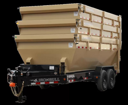 New 2026 Ironbull 7x16' Rolloff Dump Trailer 14000# GVW * INCLUDES (1) 16' BIN 4' SIDES (16 YARDS) * DUAL BATTERIES * 5x20 SCISSOR HOIST * 10" I-BEAM FRAME * 20K WINCH WITH ROLLER