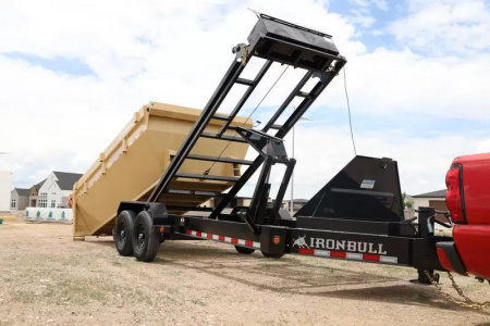 New 2026 Ironbull 7x16' Rolloff Dump Trailer 14000# GVW * INCLUDES (1) 16' BIN 4' SIDES (16 YARDS) * DUAL BATTERIES * 5x20 SCISSOR HOIST * 10" I-BEAM FRAME * 20K WINCH WITH ROLLER
