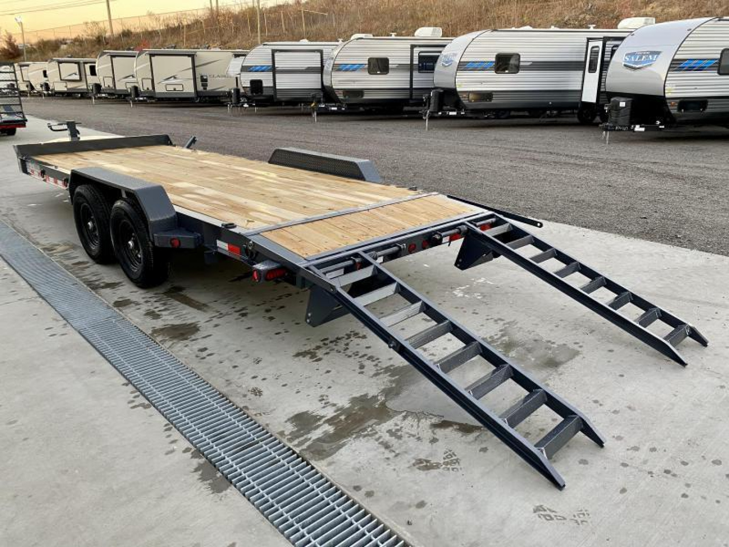New 2025 Iron Bull 7x22' Equipment Trailer 14000# GVW * 8" I-BEAM FRAME * OVERSIZE TOOLBOX * LONGER 6' RAMPS * HD COUPLER * REMOVABLE FENDERS * 12K JACK * CHARCOAL POWDER COAT