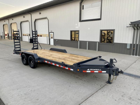 New 2025 Iron Bull 7x22' Equipment Trailer 14000# GVW * 8" I-BEAM FRAME * OVERSIZE TOOLBOX * LONGER 6' RAMPS * HD COUPLER * REMOVABLE FENDERS * 12K JACK * CHARCOAL POWDER COAT
