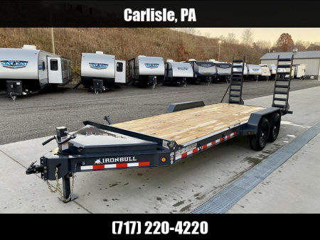 New 2025 Iron Bull 7x22' Equipment Trailer 14000# GVW * 8  I-BEAM FRAME * OVERSIZE TOOLBOX * LONGER 6' RAMPS * HD COUPLER * REMOVABLE FENDERS * 12K JACK * CHARCOAL POWDER COAT
