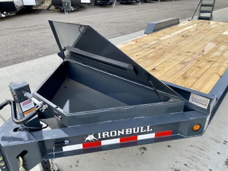 New 2025 Iron Bull 7x22' Equipment Trailer 14000# GVW * 8" I-BEAM FRAME * OVERSIZE TOOLBOX * LONGER 6' RAMPS * HD COUPLER * REMOVABLE FENDERS * 12K JACK * CHARCOAL POWDER COAT