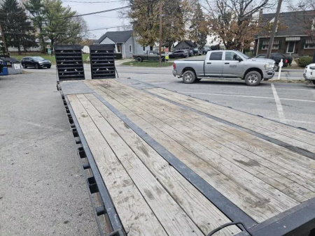 Used USED 2023 Ironbull 102x30' Pintle Beavertail Deckover Trailer 22000# GVW * RATCHET TRACK * DEXTER AXLES * HDSS SUSPENSION * FULL WIDTH RAMPAGE RAMPS * PIERCED FRAME * UNDER FRAME BRIDGE * MUD FLAPS * SPARE MOUNT