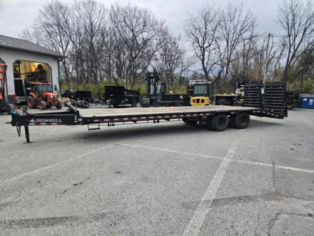 Used USED 2023 Ironbull 102x30' Pintle Beavertail Deckover Trailer 22000# GVW * RATCHET TRACK * DEXTER AXLES * HDSS SUSPENSION * FULL WIDTH RAMPAGE RAMPS * PIERCED FRAME * UNDER FRAME BRIDGE * MUD FLAPS * SPARE MOUNT