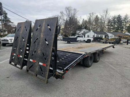 Used USED 2023 Ironbull 102x30' Pintle Beavertail Deckover Trailer 22000# GVW * RATCHET TRACK * DEXTER AXLES * HDSS SUSPENSION * FULL WIDTH RAMPAGE RAMPS * PIERCED FRAME * UNDER FRAME BRIDGE * MUD FLAPS * SPARE MOUNT