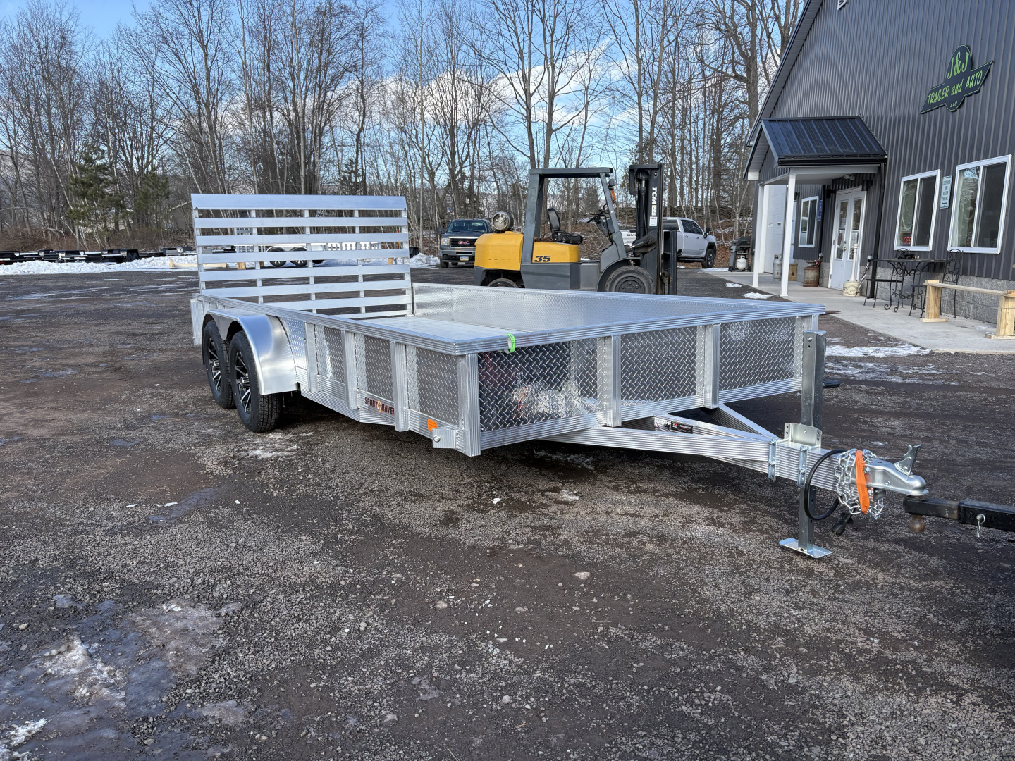 New 2026 SPORT HAVEN 7x16 Tandem Deluxe Aluminum Utility Trailer with ATP Sides & Mag Wheels