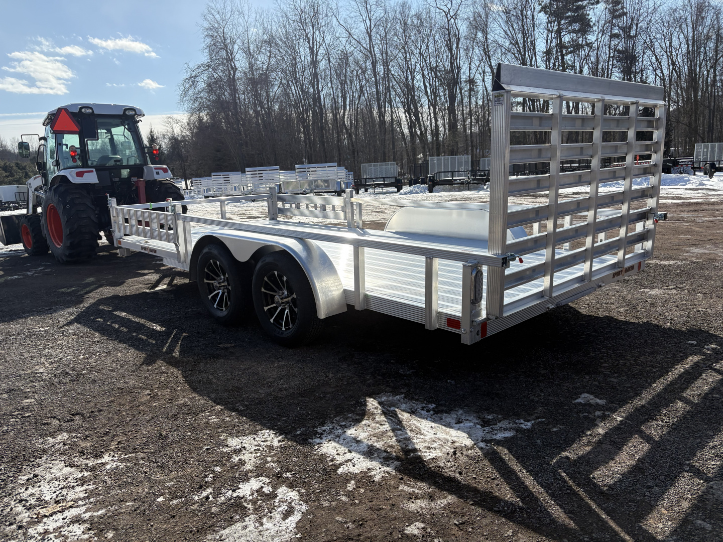 New 2026 Sport Haven 7x16 7K Deluxe Aluminum Utility Trailer with Side Loading & Mag Wheels
