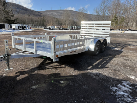 New 2026 Sport Haven 7x16 7K Deluxe Aluminum Utility Trailer with Side Loading & Mag Wheels