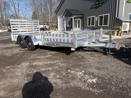 New 2026 Sport Haven 7x16 7K Deluxe Aluminum Utility Trailer with Side Loading & Mag Wheels