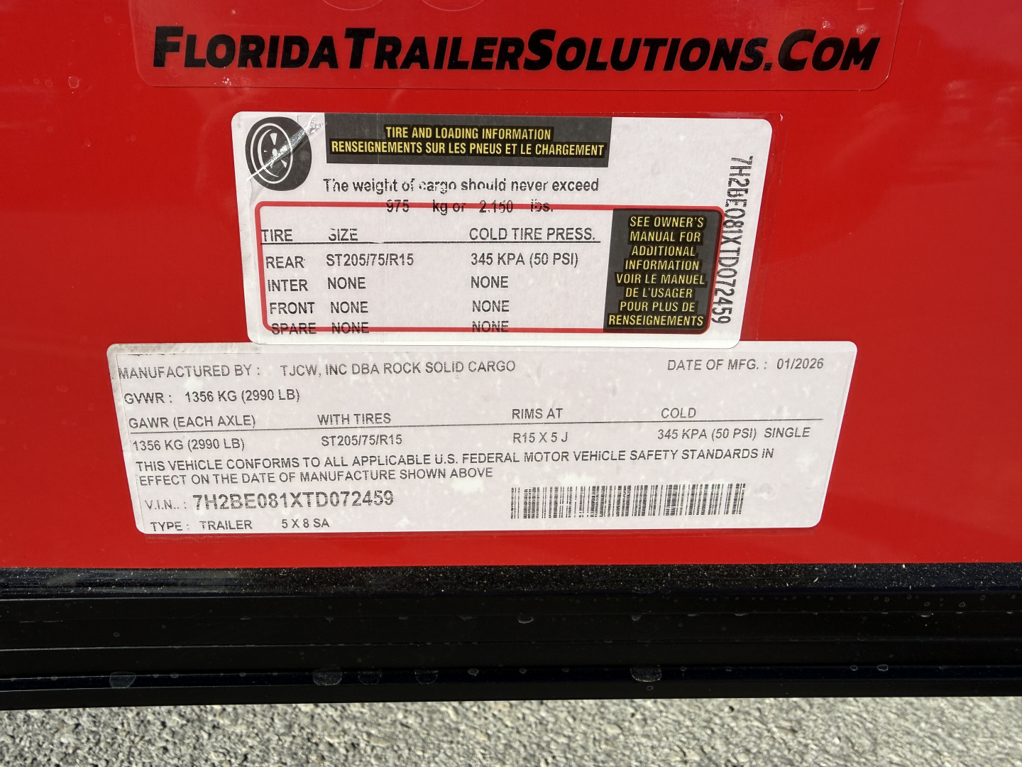 New 2026 Rock Solid Cargo 5x8 3K Rear Ramp Door Cargo / Enclosed Trailer