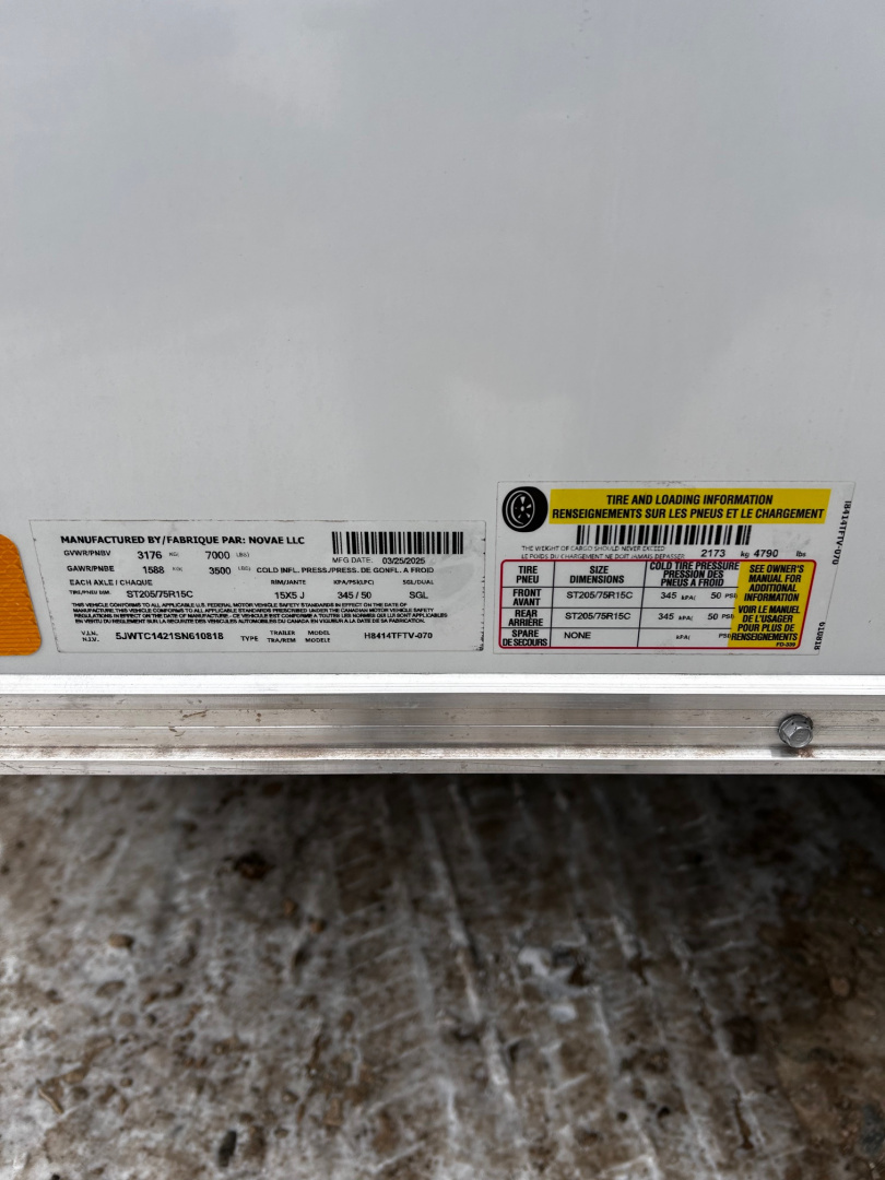 New SALE $$$ 2025 H&H Trailers 7X14 7' INTERIOR RAMP DOOR Cargo / Enclosed Trailer