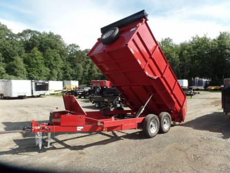 New EXAMPLE / RED Dump Trailer 7X14 with 4 ft high sides, 14,000 lb GVWR