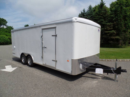 New Example,  8.5 X 22 ft. Enclosed Landscape Trailer, Our Best with Patented Triple Tapered Fast Load Ramp with no flap to break.