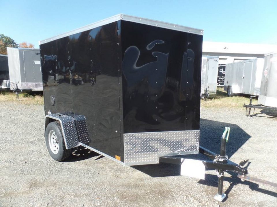 New EXAMPLE / 5 X 8 Enclosed Trailer 5 1/2 ft. interior height. Ramp on back. LOOK 5X8S
