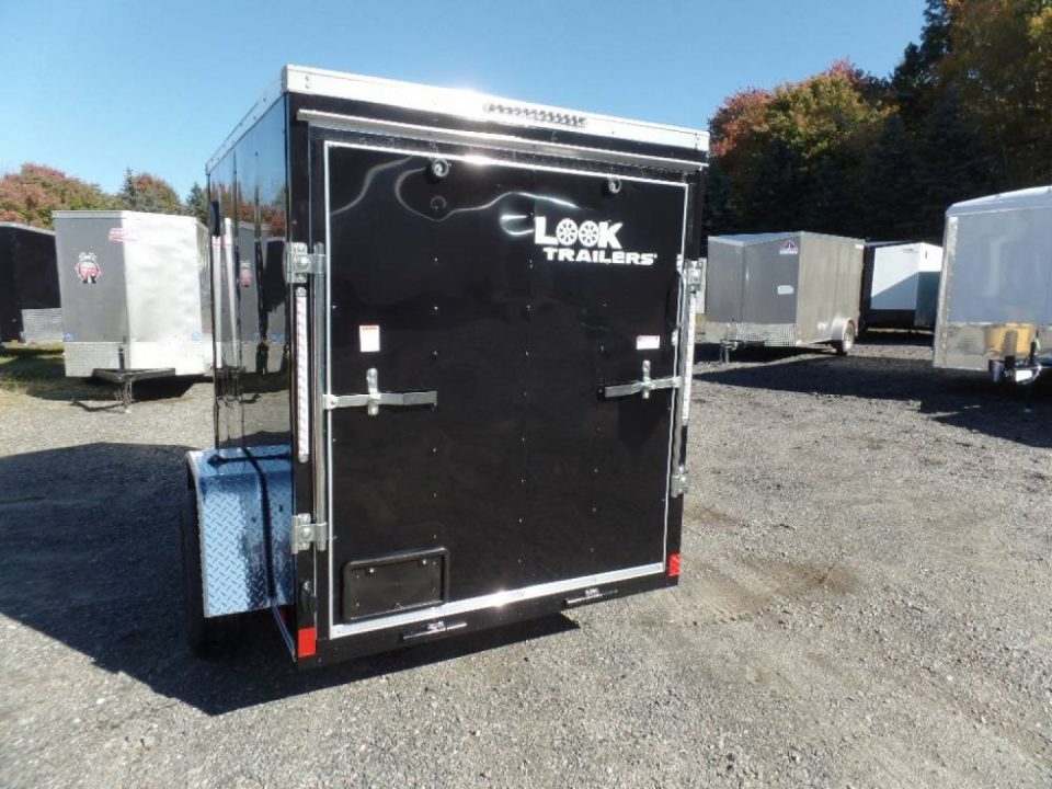 New EXAMPLE / 5 X 8 Enclosed Trailer 5 1/2 ft. interior height. Ramp on back. LOOK 5X8S