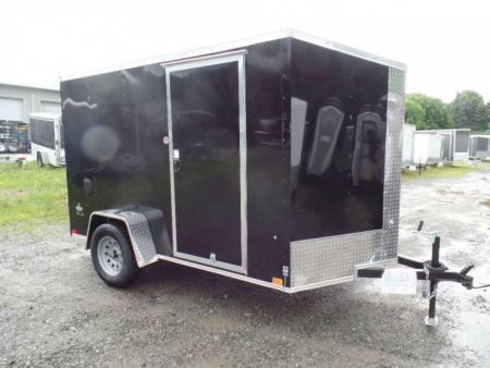 New 6X10 Slope V Nose, Enclosed Cargo Trailer, 2,990 GVWR, Ramp Door, Black ID# 032144