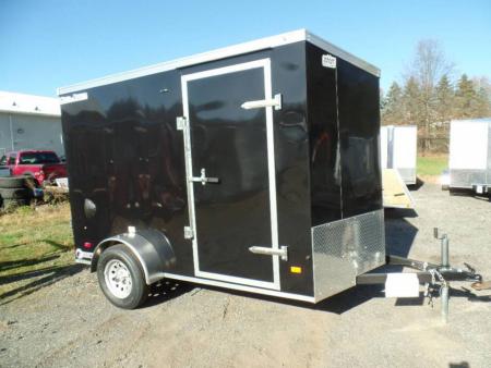 New 6X10 V nose Enclosed Cargo Trailer with Ramp , Black Exterior