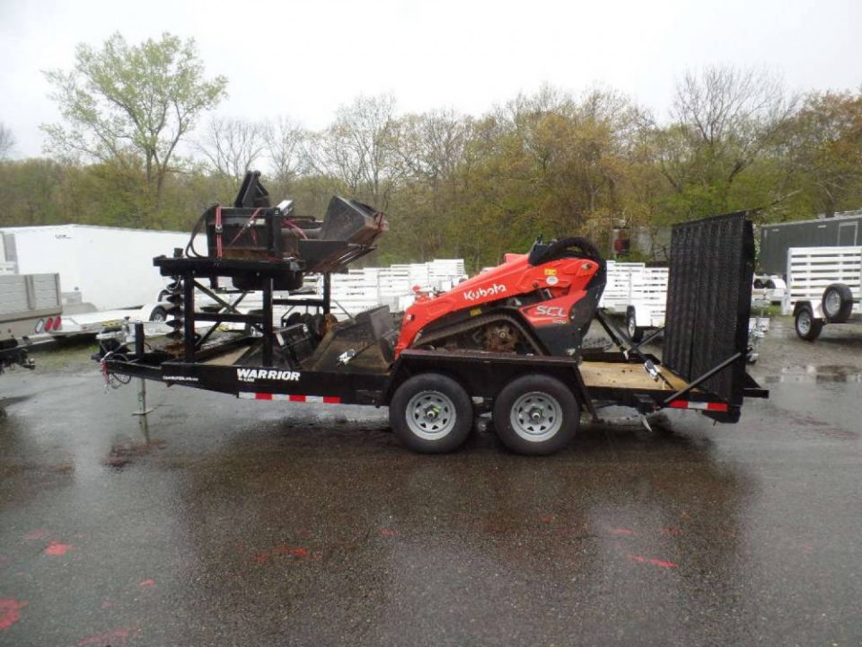 New EXAMPLE / Equipment Trailer, Mini Excavator Trailer with Implement Rack, carry your tools.